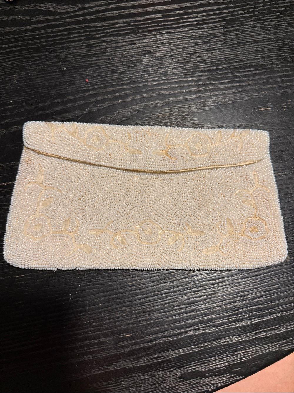 Vintage Beaded Cream Evening Clutch